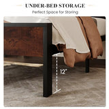 SHA CERLIN 14 Inch Twin Size Metal Platform Bed Frame with Wooden Headboard and Footboard, Mattress Foundation, No Box Spring Needed, Large Under Bed Storage, Heavy Duty Slats Support, Mahogany SHA CERLIN