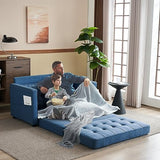 VINGLI Upgraded Loveseat Sleeper, 53.5" W 80" L Convertible Sofa Bed Couch Futon Couches for Living Room, Folding Couch Bed for Small Spaces, Foldable Floor Gaming Sofa Bed for Basement, Navy Blue VINGLI