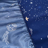 Kids Galaxy Fitted Sheet Boys Girls Outer Space Universe Planet Bed Sheet Set King Size for Children Bedroom Ultra Soft Space Rocket Starry Sky Bedding Set Blue Stars Bed Cover with 2 Pillow Case Feelyou