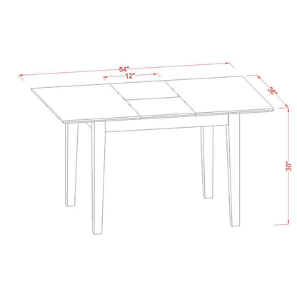 East West Furniture MLT-SBR-T Milan Kitchen Dining Rectangle Wooden Table Top with Butterfly Leaf, 36x54 Inch, Saddle Brown - WoodArtSupply