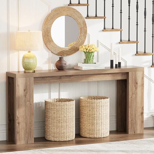 70.9 Inch Extra Long Console Table, Farmhouse Entryway Table with Thickened Base, Wood Sofa Table Behind Couch Table, Narrow Entryway Accent Table for Living Room, Hallway, Entrance, Foyer, Brown karlott