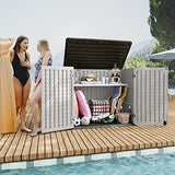 Greesum Outdoor Horizontal Resin Storage Sheds 34 Cu. Ft. Weather Resistant Resin Tool Shed, Extra Large Capacity Weather Resistant Box for Bike, Garbage Cans, Lawnmowe, Without Divider, White Greesum