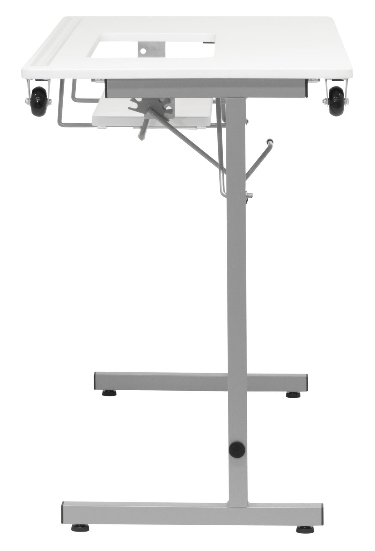 Rollaway II Compact Portable Folding Sewing Table, Silver/White Sew Ready