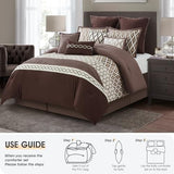 LANCO MODERN LIFESTYLE King Size Comforter Set, Brown, 10 Piece Bed in a Bag for All Seasons, Luxury Extreme Comfort Bedding Sets with Bedskirt, Pillow Shams, Euro Shams and Decor Pillows LANCO MODERN LIFESTYLE