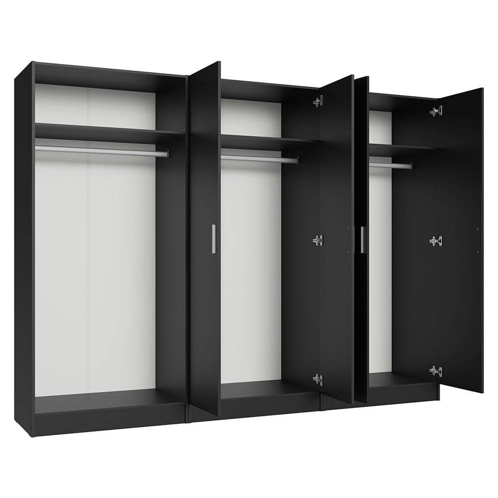 Madesa 6 Doors Storage Cabinet with Ample Shelves Space 94" L Utility Armoire Closet Entryway and Bedroom Organization Unit - Black Madesa