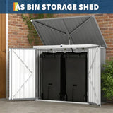 GarveeLife Outdoor Storage Shed, 80 Cu.Ft Outdoor Trash Can Storage Box with Lockable Door&Sloped Roof,Cabinet with Multi-Use Rust Prevention Galvanized Steel Enclosure for Yard, Garden, Patio GarveeLife