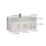 Weibath 39" White Floating Bathroom Vanity Set Stone Top Wall Mounted Bathroom Cabinet Weibath