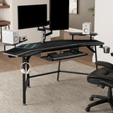 EUREKA ERGONOMIC Aero 72 Inch Gaming Desk with Keyboard Tray, Large Computer Desk Led Lights, Wing-Shaped Monitor Stand Dual Headphone Hanger Cup Holder for Studio,Streamer,Live,Black EUREKA ERGONOMIC