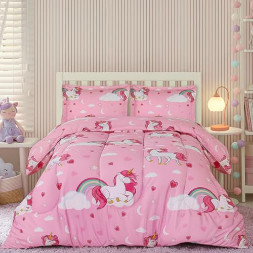 Utopia Bedding Unicorn Kids Comforter Set with 2 Pillow Shams, 3 Piece Soft Microfiber Twin Bed Comforter with Pillow Shams, Printed Kids Bedding for Boys and Girls, Lightweight, Breathable,Easy Care Utopia Bedding