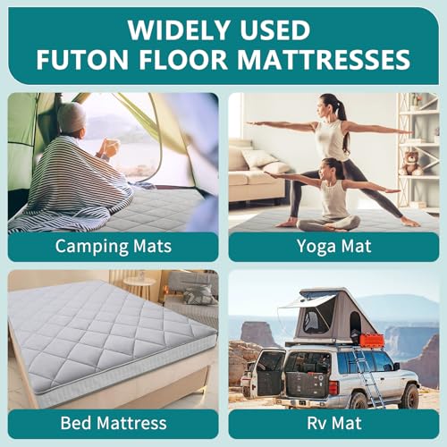 SUNYRISY Japanese Floor Futon Mattress, Thicken Roll up Tatami Mat, Foldable Mattress Topper Sleeping Pad Lounger Guest Bed for Camping Couch, Twin Full Queen SUNYRISY