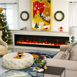 ROCSUMOO Smart Electric Fireplace - 80 Inch Electric Fireplace Inserts, Wall Mount or in-Wall Recessed Fireplace Heater, Electric Fire Place W/12H Timer, Flame Colors and Brightness (80 Inch, WiFi) ROCSUMOO