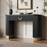 Merax Modern Vertical Ribbed Console Table with Functional Storage Drawer & Column Legs, Entryway Hallway Sofatable for Living Room, Black Merax
