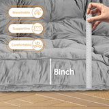 KOZIDO 8” Full Size Futon Mattress Sofa Bed, Extra Thick Foldable Floor Mattress, Shredded Foam Filling for Adults/Teens/Pets with No Assembly Needed, Frame Not Included - Grey KOZIDO