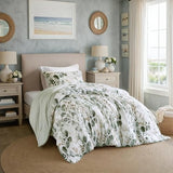 Regency Heights Lightweight Seersucker Botanical Comforter Set Twin Size, 2 Pieces Reversible Design with Striped Print, Premium Microfiber Bedding Set, Comforter and Sham Set, Green Regency Heights