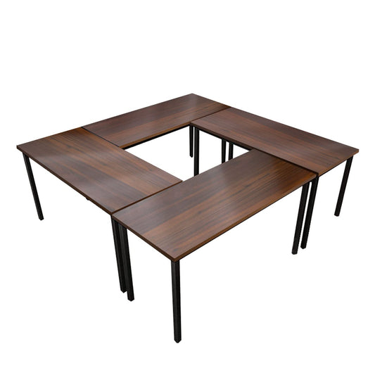 Bonzy Home Conference Tables 6ft Meeting Room Study Writing Table Office Computer Desk Save Space Design for 8 People, Walnut 4PCS