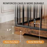 48'' Dog Crate Furniture, Farmhouse Heavy Duty Dog Kennel with Bowl & Storage Drawers, Medium Dog Cage End Table for Small Medium Dogs, Retro Brown GarveeLife