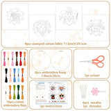 BEUNITONE 4 Set Embroidery Kit for Beginners, Animal Cowboy Patterns Cross Stitch Kits, Needlepoint Kits for Adults with Hoop, Cute Hand Embroidery Patterns for Cloth and Home Decor