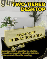 Gguileb Black Reception Desk with Counter, Solid Wood Front Desk Reception Counter with Lockable Drawer & Cable Grommet, Retail Checkout for Beauty Salon, Office, Shop, Left, 63”