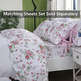 FADFAY Rose Floral Comforter Set Twin Shabby Floral Summer Quilt 100% Cotton Fabric with Soft Microfiber Inner Fill Bedding Lightweight Reversible All Season Down Alternative Duvet Insert 3Pcs, Twin FADFAY