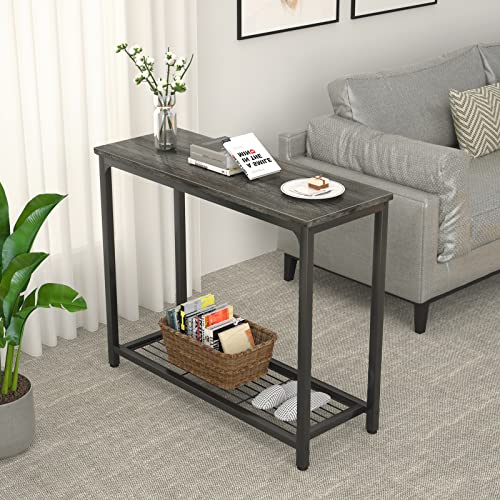 Ecoprsio Console Table Sofa Table with Mesh Shelves, 2 Tier Entryway Table Foyer Table for Entryway, Front Hall, Hallway, Sofa, Couch, Living Room, Coffee Bar, Kitchen, Grey, 32 Inch Ecoprsio
