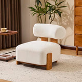 Merax 27.25" Modern Boucle Accent Chair with Solid Wood Frame and Rolled Backrest, Soft & Durable Boucle Upholstery Lounge Chair for Living Room, Bedroom, or Office, Natural+Beige Merax