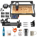 LONGER Laser Engraver Ray5 5000mW Engraver Machine with Air Assist Kit DIY CNC Laser Cutter Tool for Metal Glass Wood Working Area 15.7 "x15.7" with 4-in-1 Rotary Roller Kit Longer