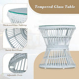 Athena Collection Outdoor Patio Furniture Set Wicker Bistro Set, 3 Piece Conversation Set All-Weather PE Rattan Chairs with Seat Cushions & Glass Table for Porch, Backyard, Black Athena Collection