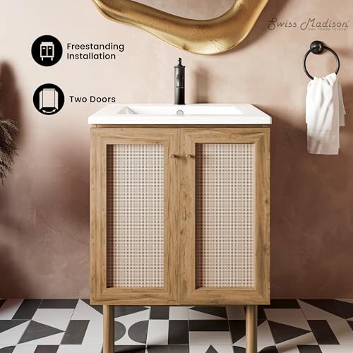 Swiss Madison Classe 24" Bathroom Vanity in Oak Bath Sink Cabinet Sink Included Swiss Madison