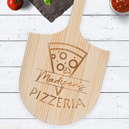 Personalized Wood Pizza Board/ 14 Inch Pizza Peel, Wood Pizza Peel (Custom Name) - WoodArtSupply