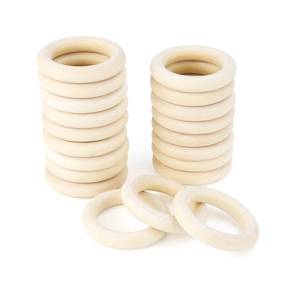 Unfinished Wooden Rings for Craft, Natural Wood Rings Without Paint for Pendant Connectors, Jewelry, DIY Making, Crafts & Home Decor (55mm, 20 Pack)