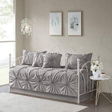 Madison Park Daybed Cover Set-Trendy Design All Season Luxury Bedding with Bedskirt, Matching Shams, Decorative Pillow, Medallion Tufted Dark Grey 75"x39" 6 Piece Madison Park