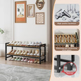 Shoe Rack Organizer for Small Spaces 2Tier Long Narrow Shoe Stand, Closet Shoe Rack, Small Shoe Shelf for Closet Entryway Corner Garage and Bedroom Front Door - Shoe Storage Combining Wood and Metal ZHUTIANXIA