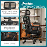 Ergonomic Office Chair with Footrest - Adjustable Lumbar Support & Headrest, 90-160° Reclining Mesh Back Computer Chair - Home Office/Gaming, 350lbs Capacity (SGS Certified) CYKOV