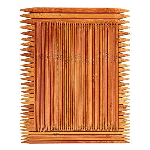 75 Pcs Double Pointed Knitting Needles Set, BetyBedy Carbonized Bamboo Knitting Needles, Knitting Needle for Handmade Creative DIY - 8'' Length 15 Sizes (2.0mm -10.0mm) (5 Needles/Size) BetyBedy