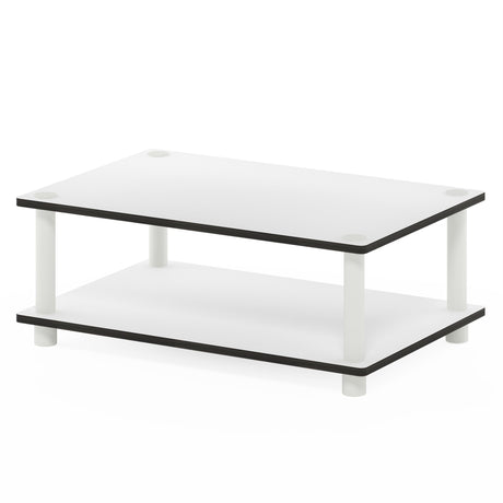 Furinno 11172 Just 2-Tier No Tools Coffee Table, White w/White Tube Furinno