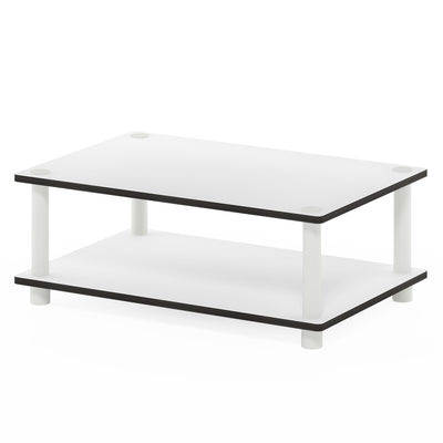 Furinno 11172 Just 2-Tier No Tools Coffee Table, White w/White Tube