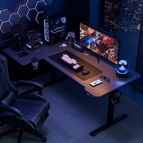 Acrolix 71 Inch L Shaped Standing Desk Adjustable Height,Gaming Electric Corner Standing Desk, Sit Stand Computer Table with Reversiable Splice Board, Black Carbon Acrolix