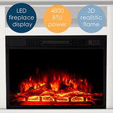 AMERLIFE 5-Piece Farmhouse Table Set Includes Fireplace TV Stand, Coffee Table& Two End Tables with Charging Station and USB Ports, for Living Room, Distressed White, 59" AMERLIFE