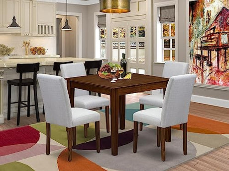 East West Furniture OXAB5-AWA-05 5 Piece Kitchen Table Set for Small Spaces Includes a Square Modern Dining Table and 4 Parson Kitchen Chairs, 36x36 Inch, Antique Walnut East West Furniture