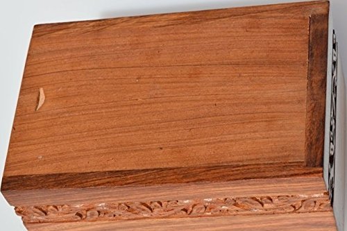 Large Solid Rosewood Border Engraved Wood Urn - Adult Hand Carved Wooden Urn - Large Wood Urn - Wooden Urn with Free Bag - WoodArtSupply