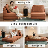 Lumbershed Folding Sofa Bed, 3-in-1 Convertible Sleeper Chair Bed with Pillows, Foldable Floor Couch with High-Density Foam, Futon Small Boneless Couch for Living Room Bedroom Lounge, Single, Brown Lumbershed