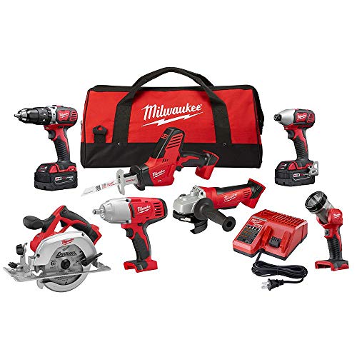 Milwaukee 2694-27 M18 18-Volt Lithium-Ion Cordless Combo Kit (7 Tool Set) - WoodArtSupply