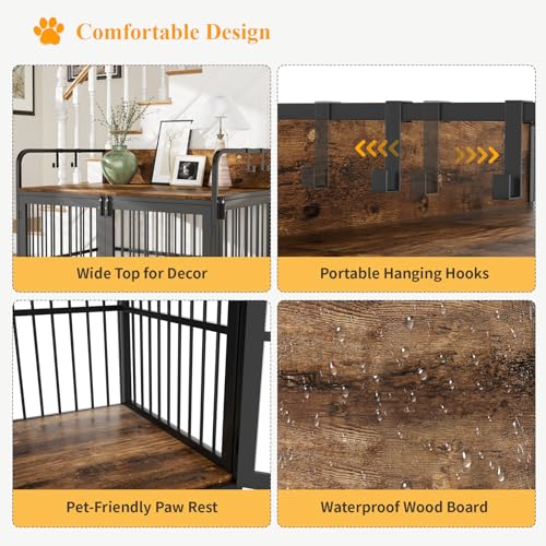 Amopatio 37" Dog Crates Furniture for Medium Dogs, Heavy Duty Dog kennel, Wood Dog Crate Table for Indoor Use, Brown(37" W×23.6" D×25.2" H) Amopatio