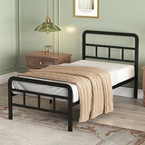 Richwanone 14 inch Twin XL Bed Frame with Headboard and Footboard, Heavy Duty Metal Platform with Steel Slat Support, No Box Spring Needed, Easy Assembly, Black Richwanone