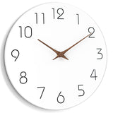 Mosewa Wall Clock 10 Inch Silent Non Ticking Wood Wall Clocks Battery Operated - Wooden White Modern Office Simple Minimalist Clock Decorative for Kitchen,Home,Bathroom,Living Room(10" White) Mosewa