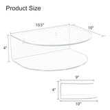 HMYHUM Acrylic Floating Nightstand Set of 2, Wall Mounted Bedside Table for Bedroom, Hanging, 8 lbs Load, 10.5" L x 10 "W x 4" H, Clear HMYHUM