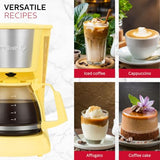 Holstein Housewares - 5 Cup Drip Coffee Maker - Convenient and User Friendly with Permanent Filter, Borosilicate Glass Carafe, Water Level Indicator, Auto Pause/Serve and Keep Warm Functions,Yellow Holstein Housewares
