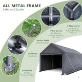 10x20 FT Heavy Duty Carport Car Tent Car Canopy Storage Shed,Portable Garage Party Tent,Portable Garage with Removable Sidewalls & Doors All-Season Tarp for Car,Truck,SUV,Party (Grey) GREZJXC