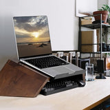 LifeSpan Fitness Ergonomic Wooden Laptop Stand, Desk Riser for 10-17.5" Laptops (19x9.5x3-6", Walnut) LifeSpan Fitness
