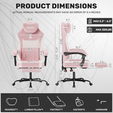 SUKIDA Plush Fabric Gaming Executive Office Chair, Ergonomic High-Back Computer Desk Chair with Large Adjustable Lumbar Support, Headrest and Linked Armrests for Long Hours Sitting Task Chair, Pink SUKIDA